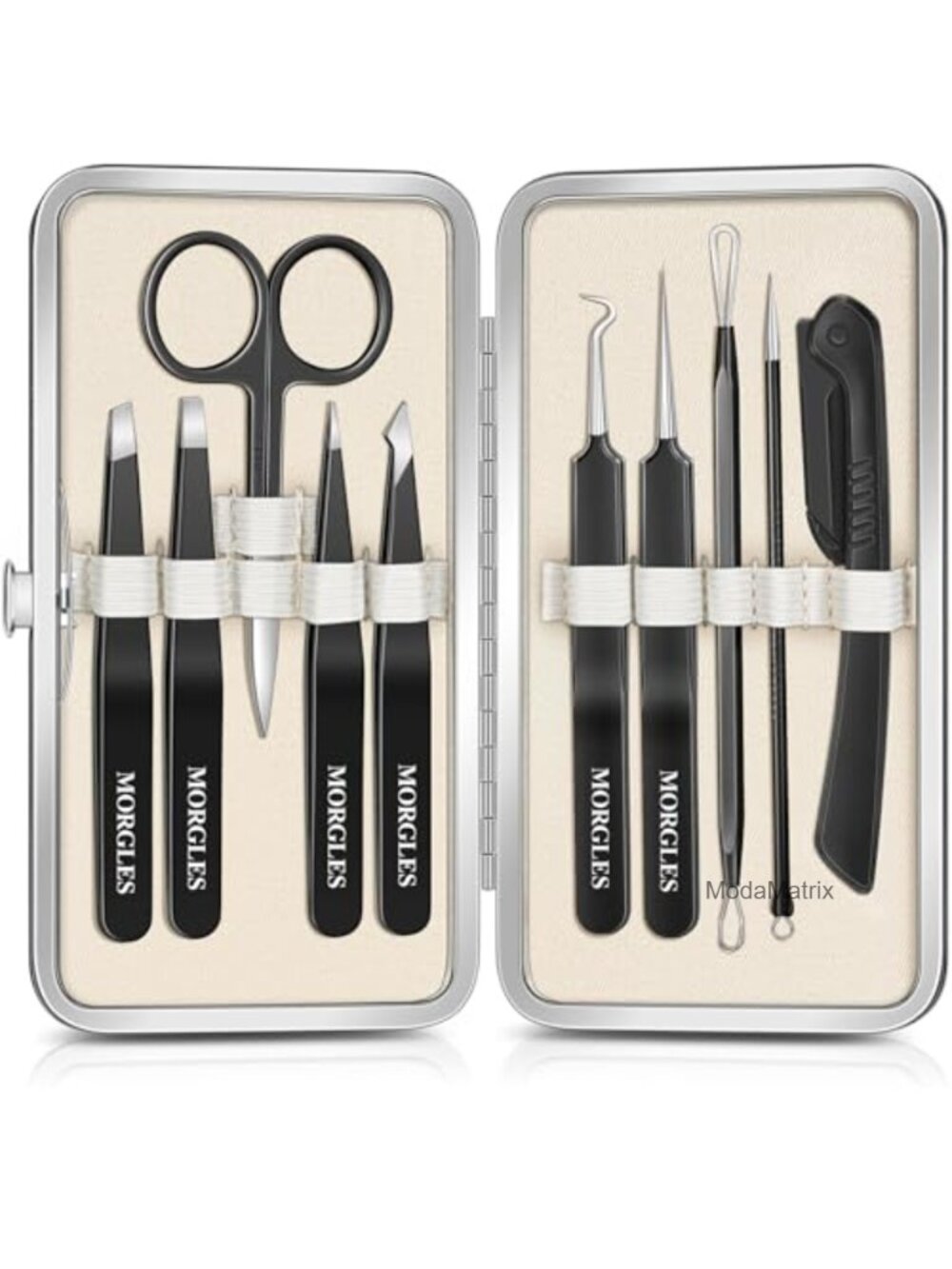 10-in-1 Stainless Steel Tweezers Kit with Case